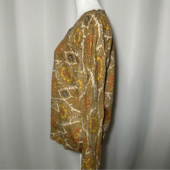 Talbots Women’s Large Cardigan Sweater Gold Metallic Knit Long Sleeve Button Up - Picture 6 of 9